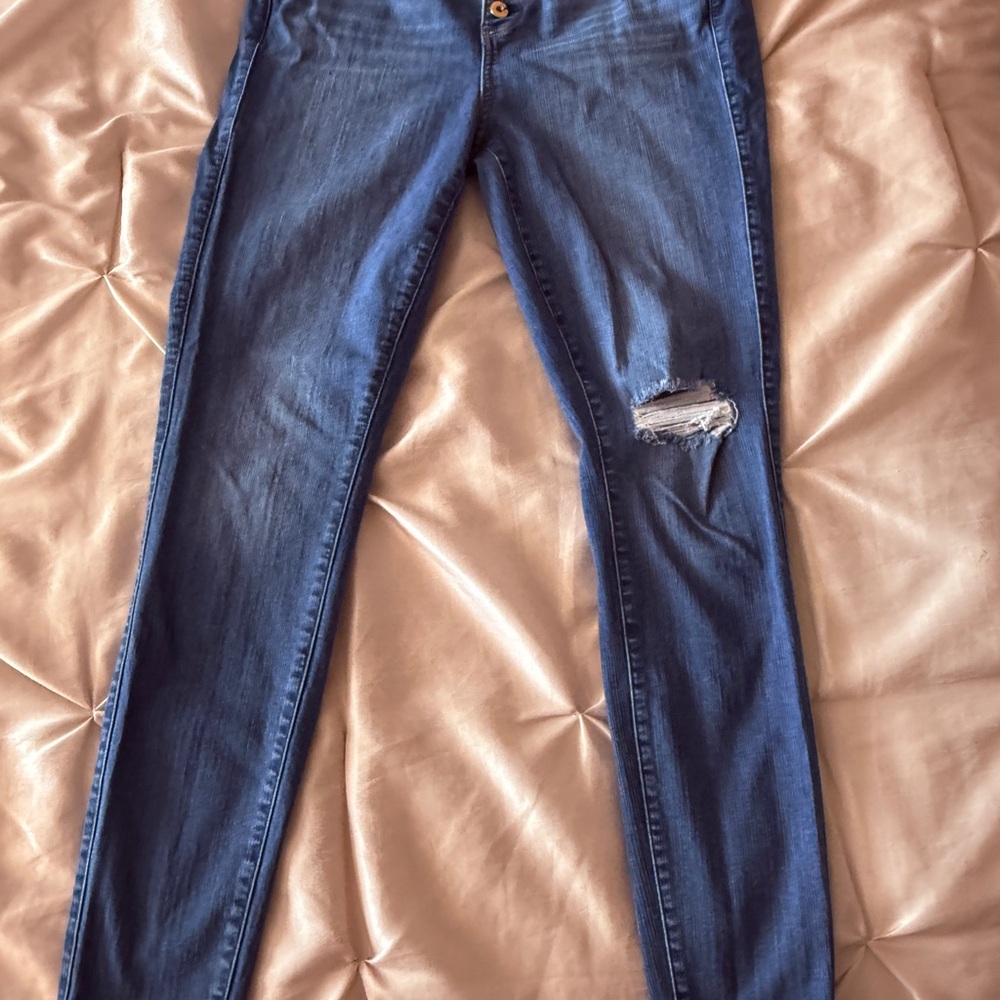 Torrid Blue Skinny Jeans with Distressed Detail